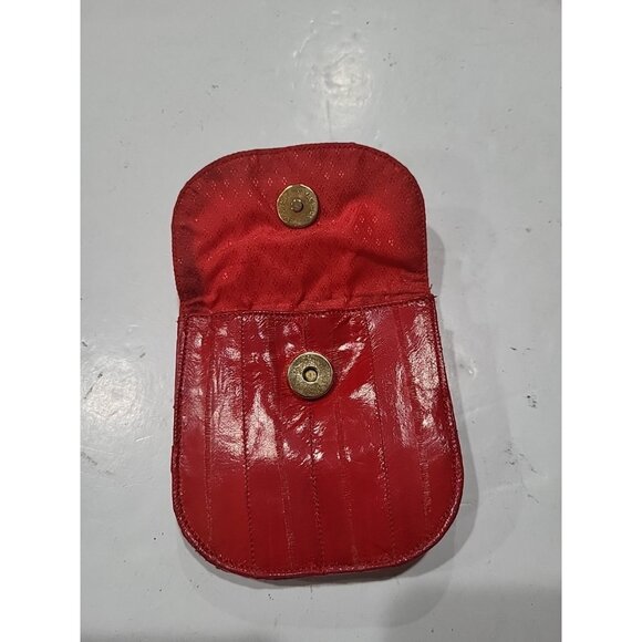 Eel Skin Small Wallet Coin Purse Vintage 1980s Red - Picture 3 of 5